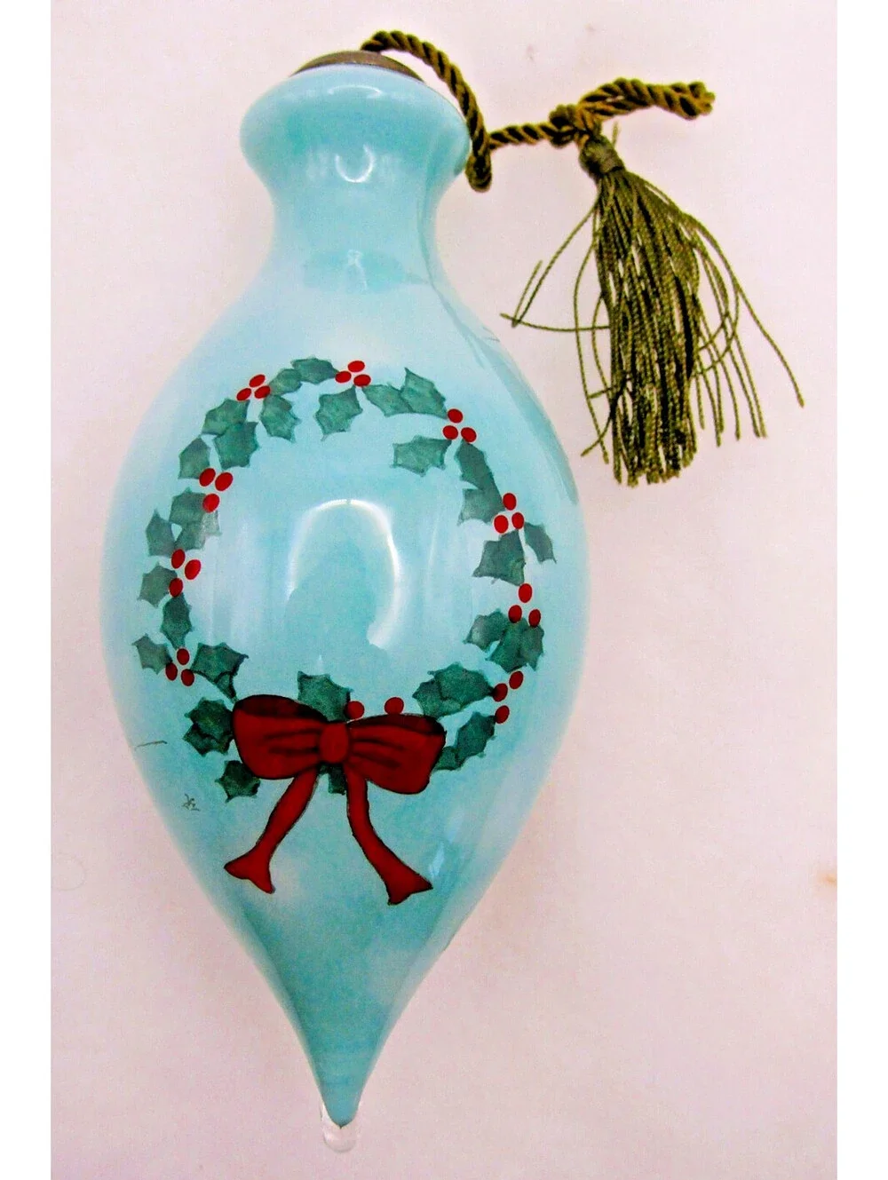 Ne'Qwa Art Glass Ornament Mukluk Claus Hand Painted by Barbara Lavallee